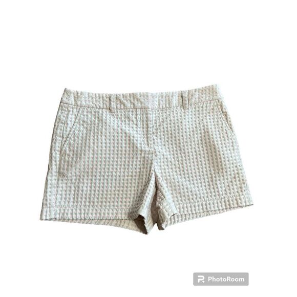 Ann Taylor Pants - Ann Taylor Loft Shorts Womens Size 8 Tan Pink Polka Dot Pockets Flat Front
